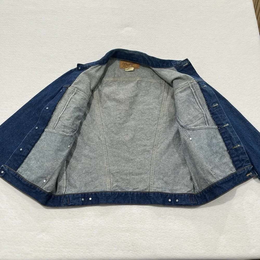 Vintage Wrangler Denim Western Trucker Jacket Coat Size 42 80s 90s M159 74140NV